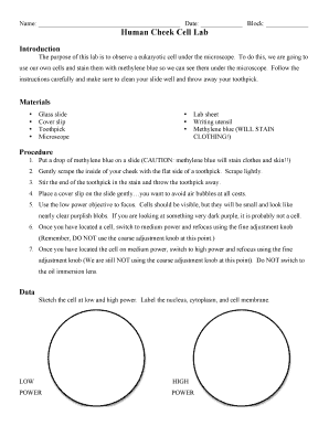Human Cheek Cell Lab Report Introduction  Form