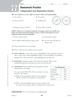 Lesson 5 Homework Practice Independent and Dependent Events  Form
