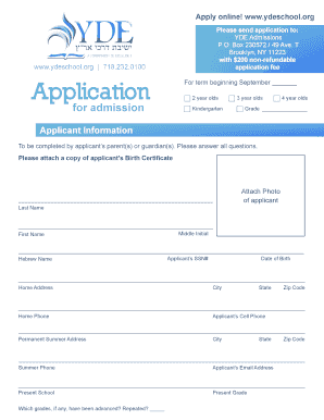 Yde Application  Form
