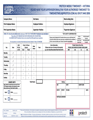 Protech Timesheet  Form