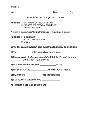 A Worksheet on Principal and Principle WordPress Clark U  Form