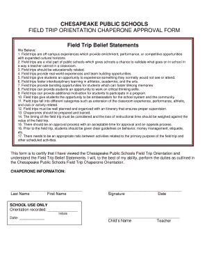 Chaperone Verification Letter Chesapeake Public BSchoolsb  Form