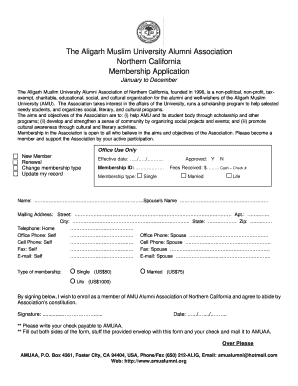 Membership Form AMU Alumni Association of Northern California Amualumni