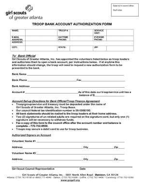 Bank Account Authorization Form