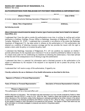 Ridgewood Radiology Associates  Form