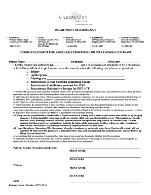 Informed Consent for Radiology Procedures or Intravenous Contrast