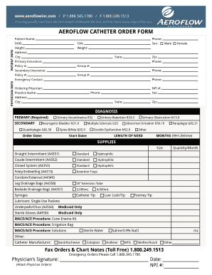 AEROFLOW CATHETER ORDER FORM