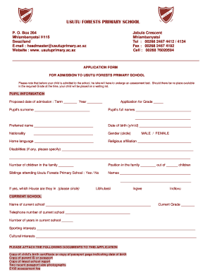 Usutu Forest School Vacancies  Form