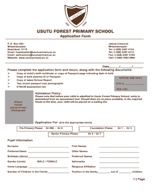 Usutu Forest School  Form