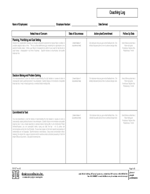 Coaching Log Template  Form