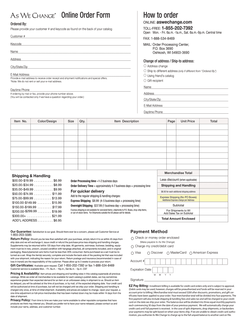 Change Order Form Template