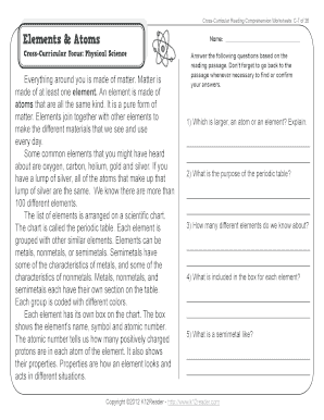 Printable Reading Comprehension Worksheets for 3rd Grade  Form