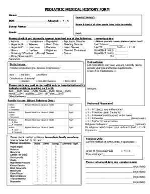  Pediatric History and Physical Template 2015-2024