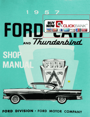 1957 Ford Thunderbird Owners Manual PDF  Form