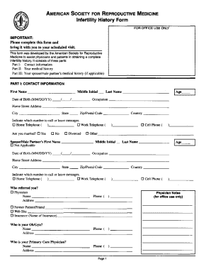 Infertility History Form