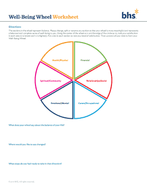 Well Being Wheel Worksheet BHS  Form