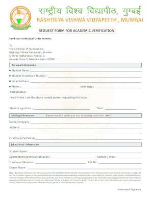 Rashtriya Vishwa Vidyapeeth  Form