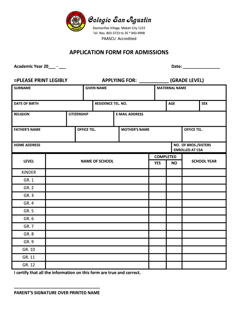 Csa Application Form