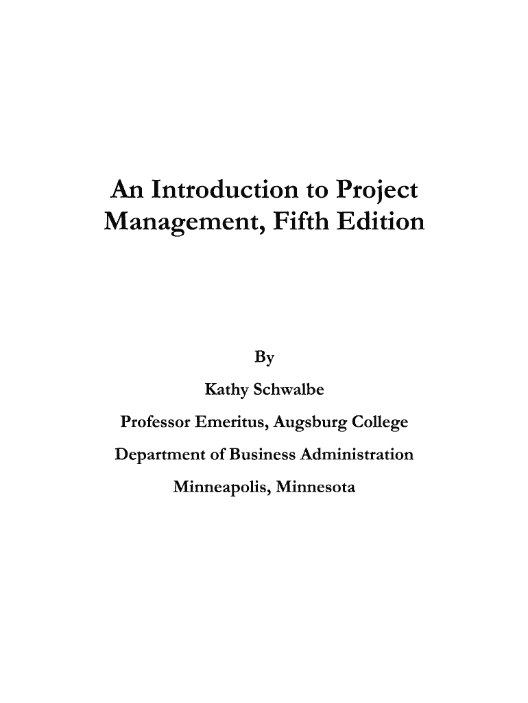 Introduction to Project Management 7th Edition by Kathy Schwalbe PDF  Form