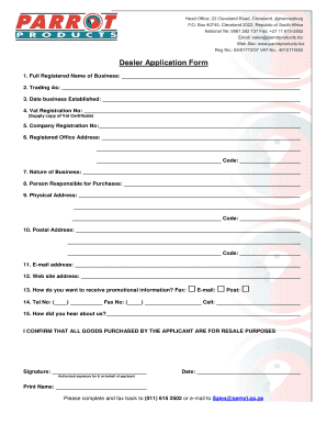 Dealer Application Form