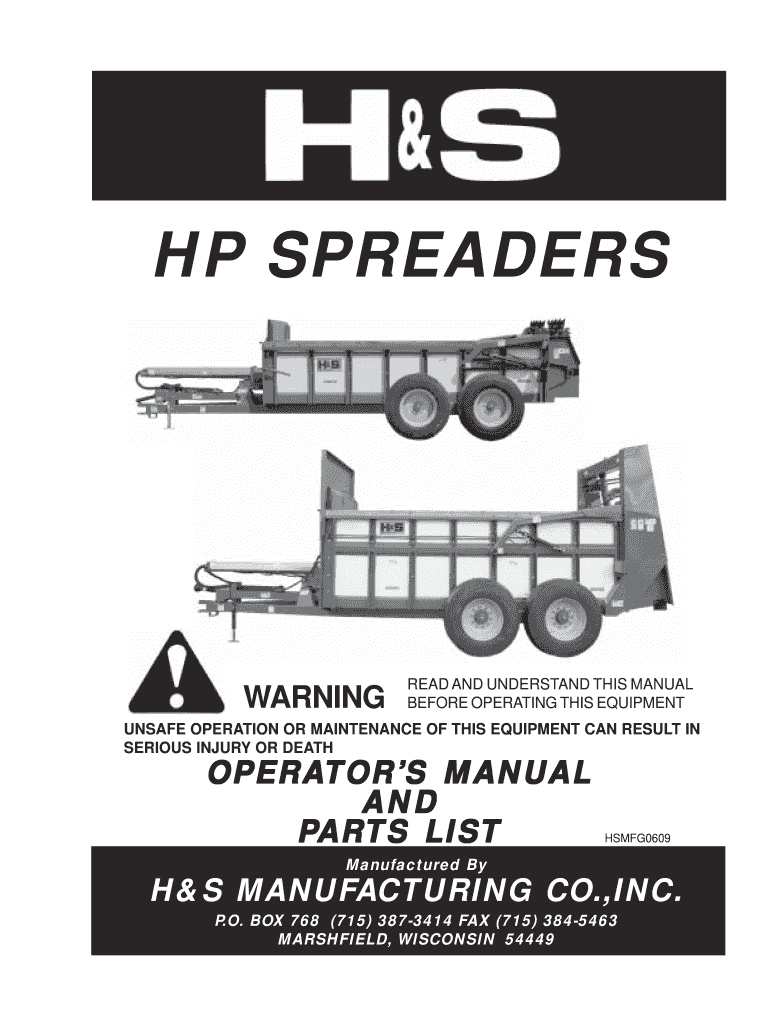 HampS HP425 Amp HP550 Spreader OM  Btrainingbbarnoldmachinerybbcomb  Form