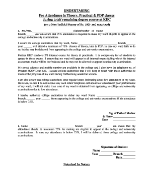 Affidavit for Attendance of Rs 100 Krishnacollege Ac  Form