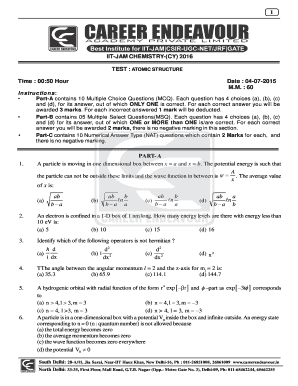 Atomic Structure Jam Questions  Form