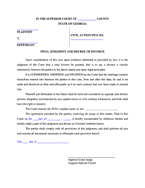 Final Divorce Decree Incorporating Agreement and Restoring Maiden Name 3 30 10 Augustafamilylaw  Form