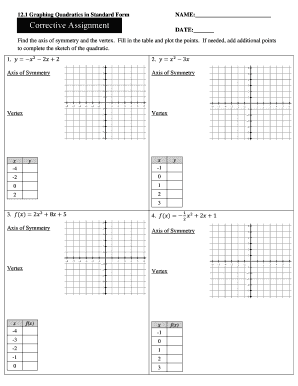 12 1 Graphing Quadratics in Standard Form