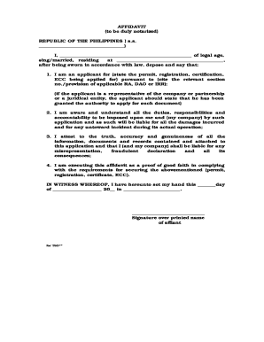 Affidavit of Agreement Philippines  Form