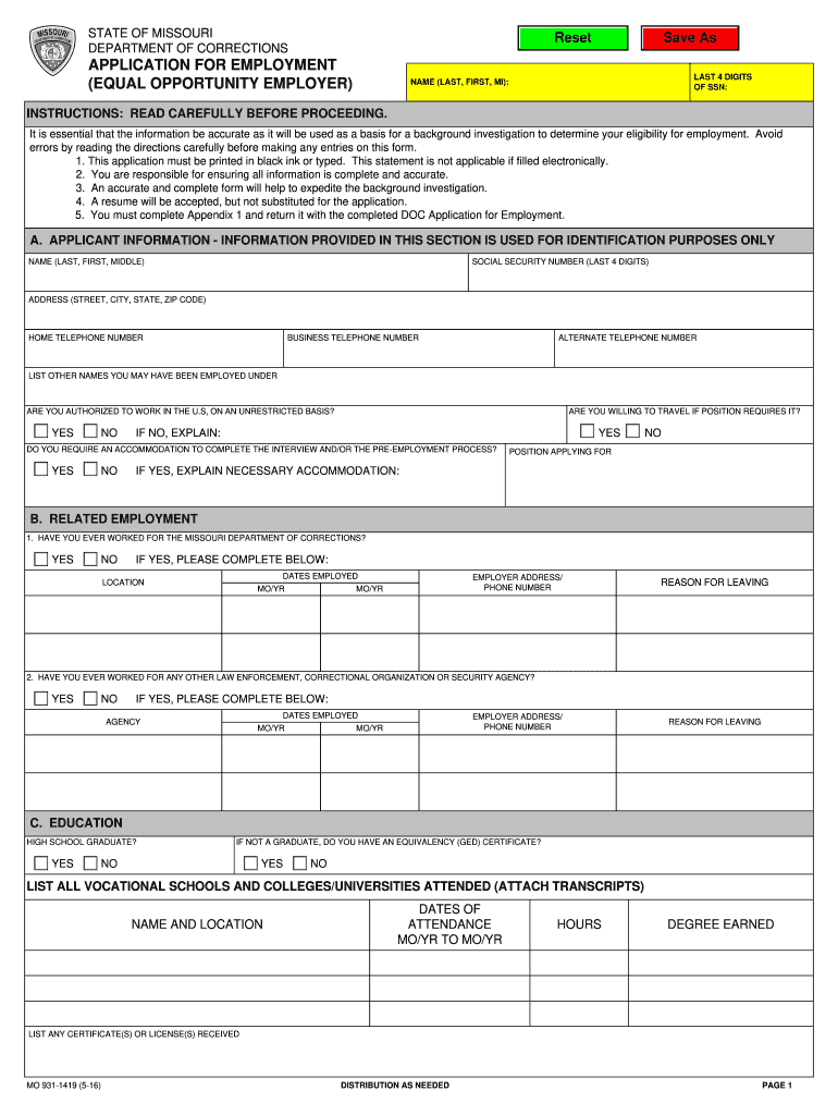 Mo Form Employment