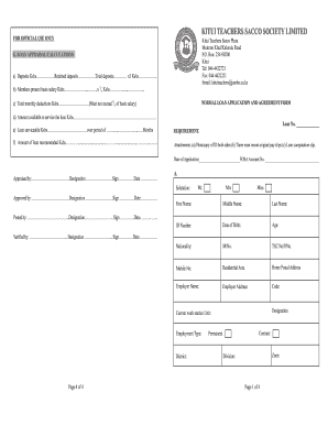 Kitui Teachers Sacco Loan Calculator  Form