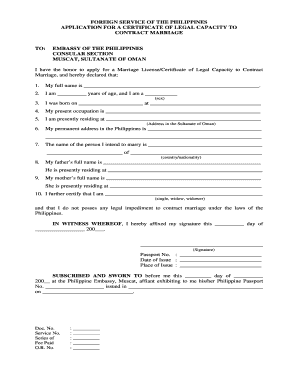 Certificate of Legal Capacity to Contract Marriage Form Philippines