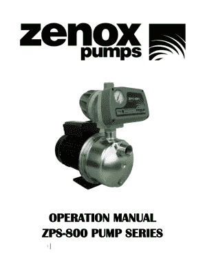 Zenox Pump Zps 800 Manual  Form