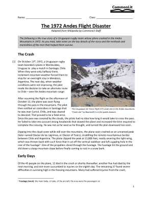 The 1972 Andes Flight Disaster Answer Key  Form