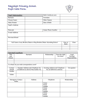 Pupil Data Form