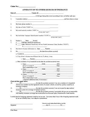 Affidavit of No Insurance Form