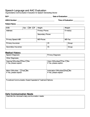 Speech Language and AAC Evaluation Independence on Wheels  Form