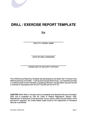 DRILL EXERCISE REPORT TEMPLATE Bblueb Bh2obbcomb  Form