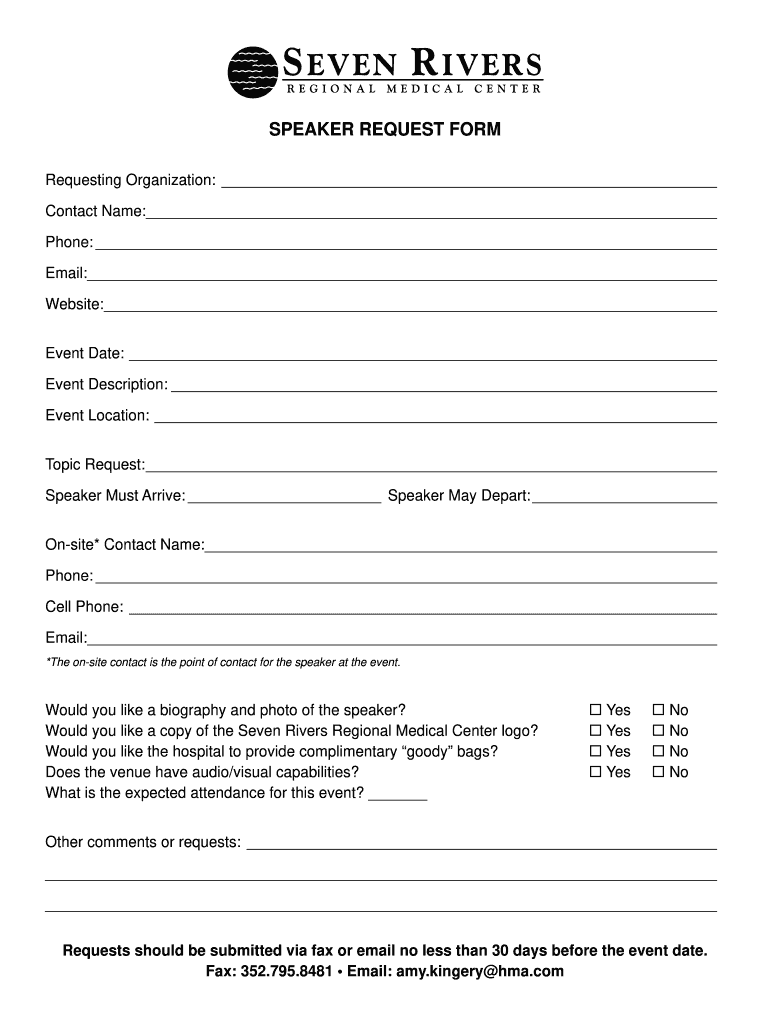 Get and Sign Speaker Request Form 