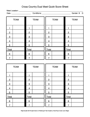 Cross Country Score Sheet  Form
