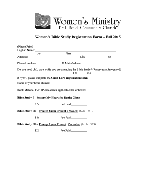 Women&#039;s Ministry Registration Form