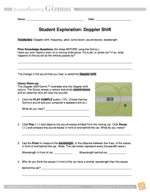 Doppler Shift Gizmo Answers  Form