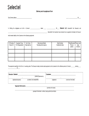 Delivery Acceptance Form