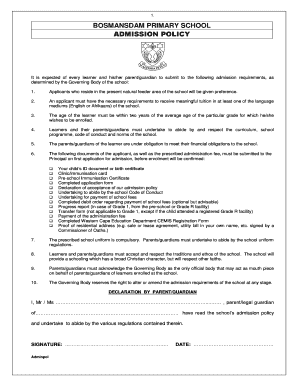 Bosmansdam Primary School  Form