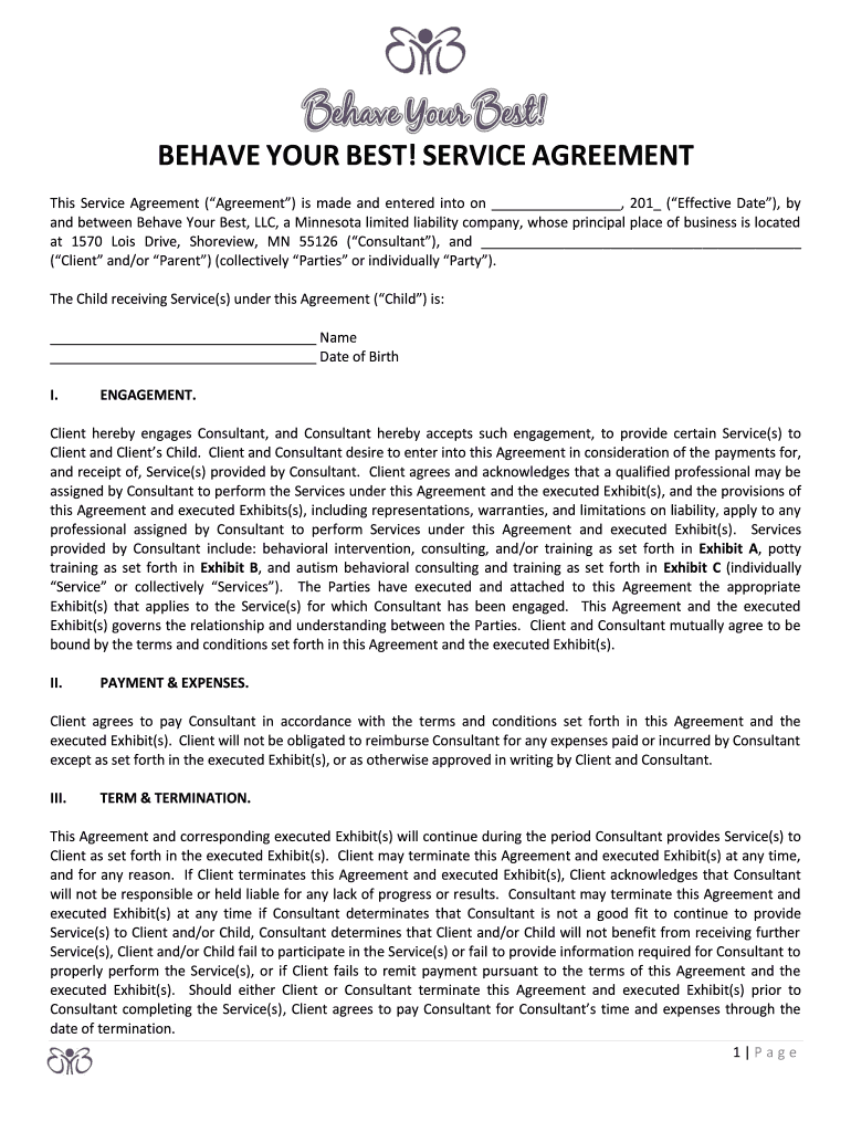 BEHAVEYOURBEST!SERVICEAGREEMENT  Form