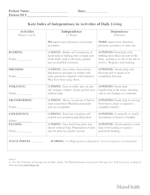 Katz Index  Form