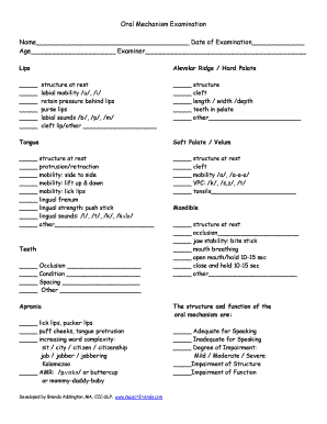 Oral Mechanism Exam PDF  Form