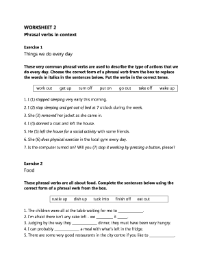 Break Phrasal Verb Exercises PDF  Form