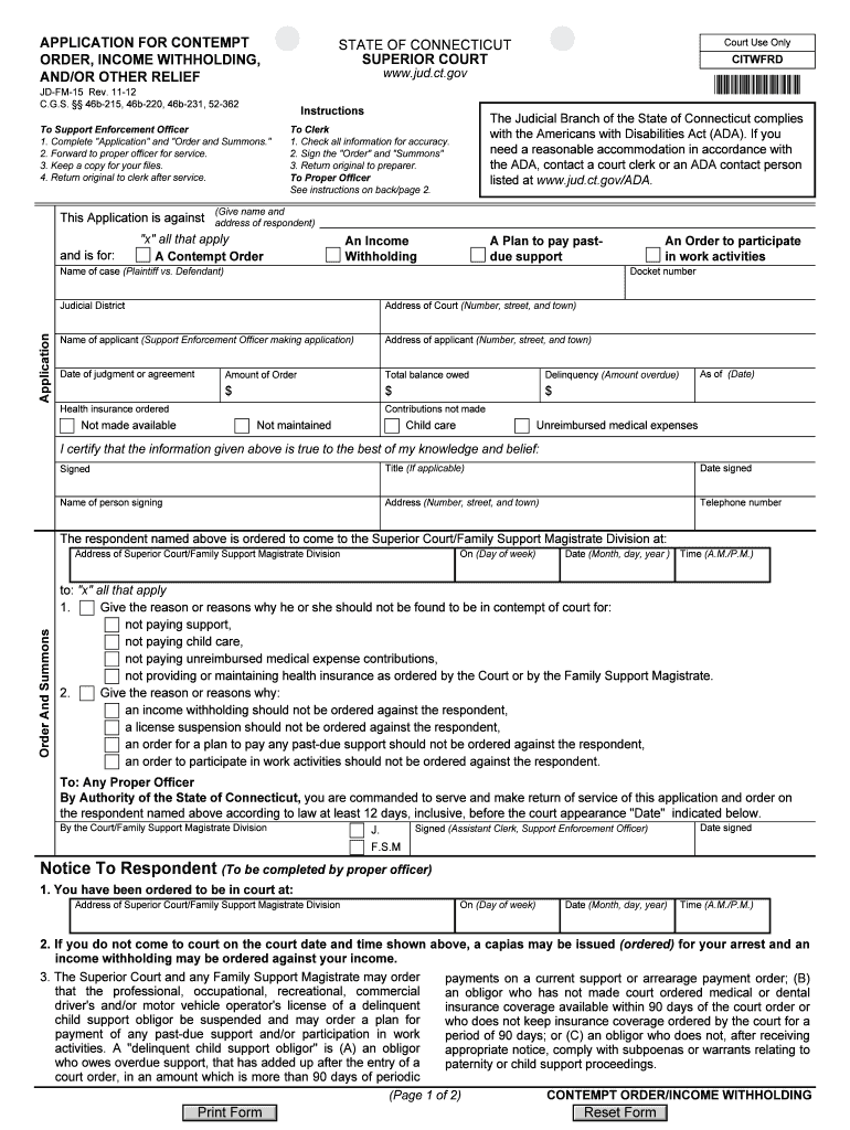 Application Contempt  Form